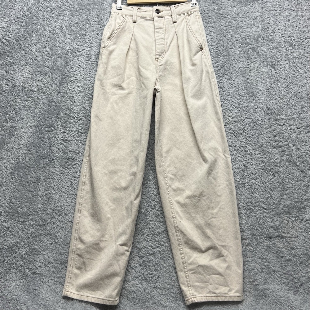 BDG Jeans Women 25 Beige Erin Cocoon Button Fly Barrel High Rise Pleated 90s Y2K